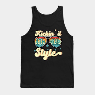 Retro Kickin It 4th Grade Style Teacher Back To School Gift For Boy Girl Kids Tank Top